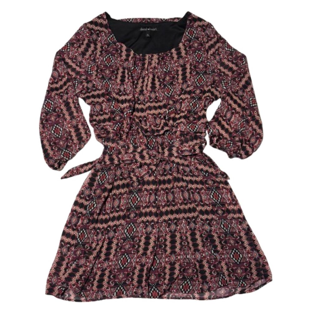 ❤️ Derek Heart Colorful Patterned Dress With Ribbon Tie ❤️